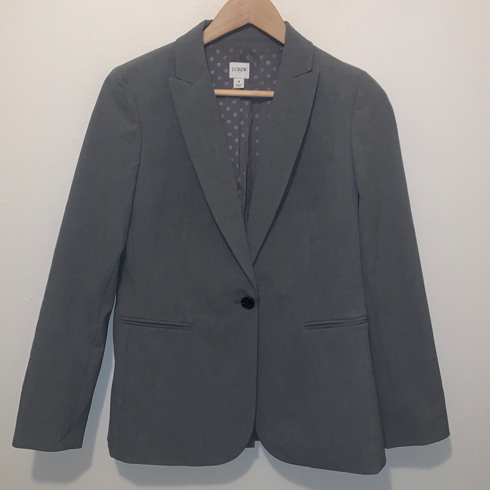 J Crew Gray Ponte Blazer Jacket